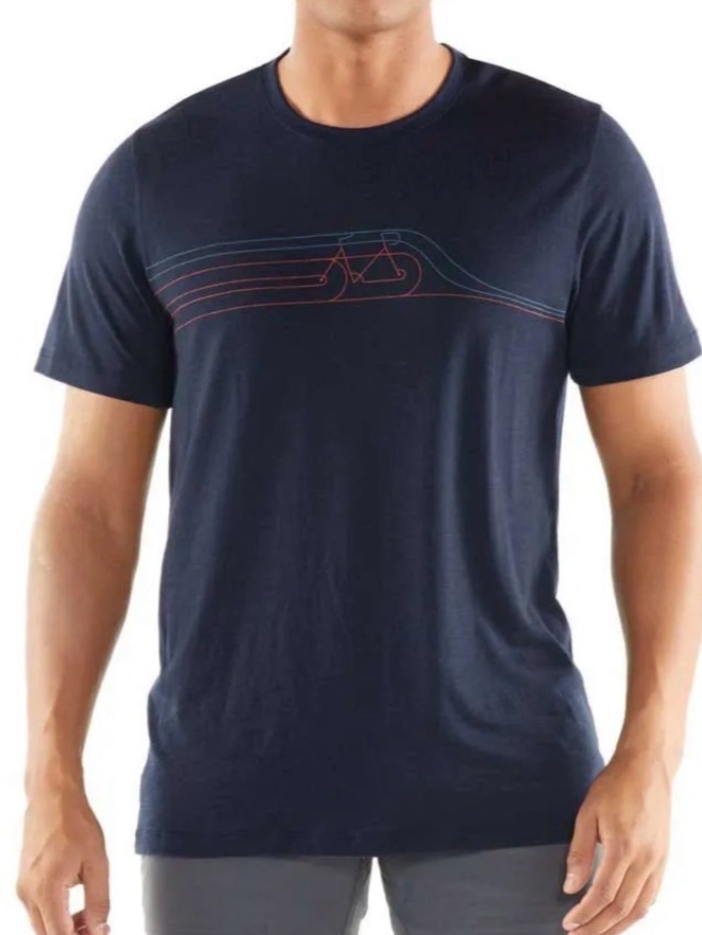 ICEBREAKER Men's Tech Lite Cadence Navy Merino Crew Neck T-Shirt Size Large